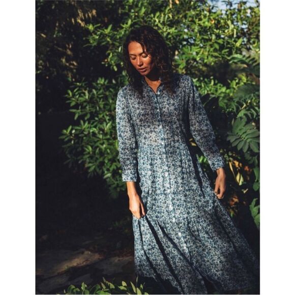 Birds of Paradis by Travata Indigo Floral Mamie Maxie Dress - Picture 5 of 9